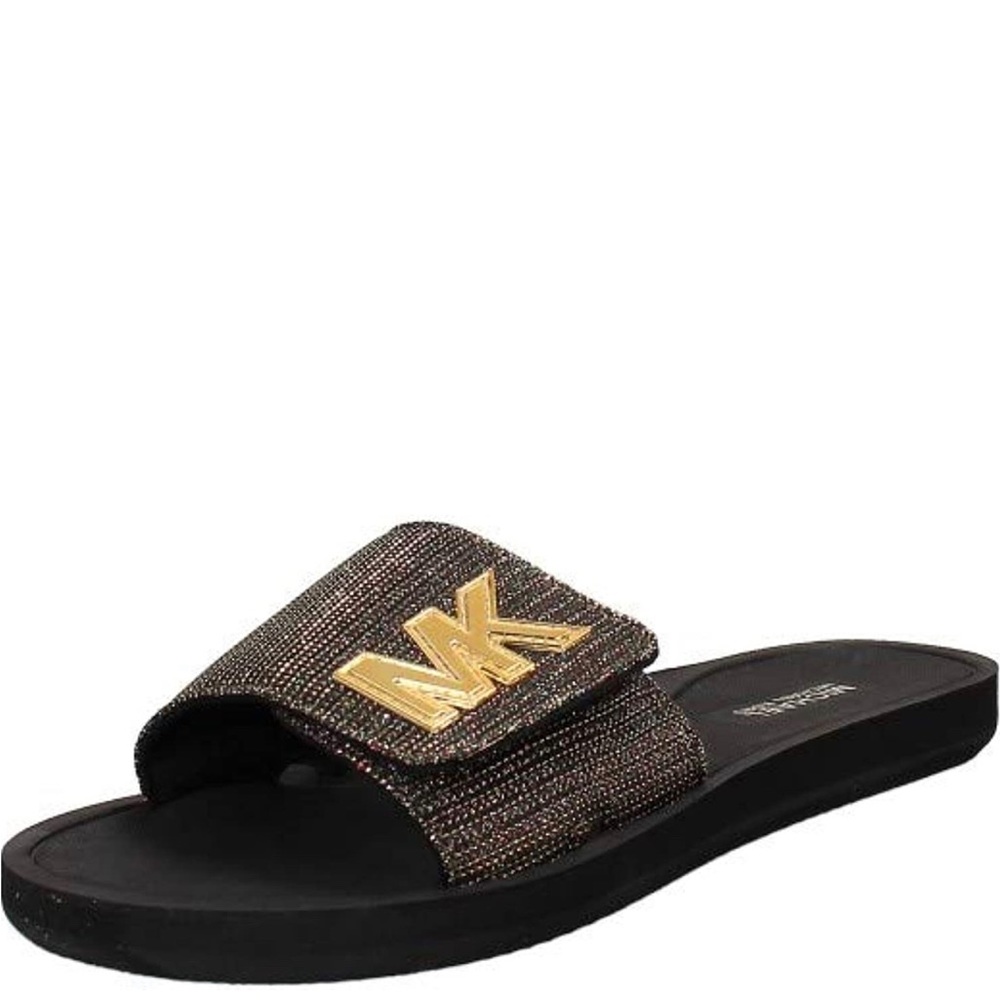 Michael Michael Kors metallic strap logo slides